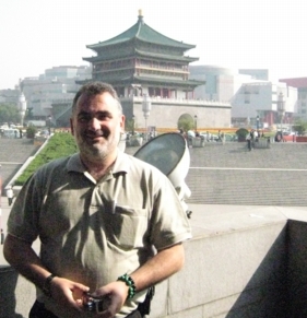 Adem in front of Bell Tower.